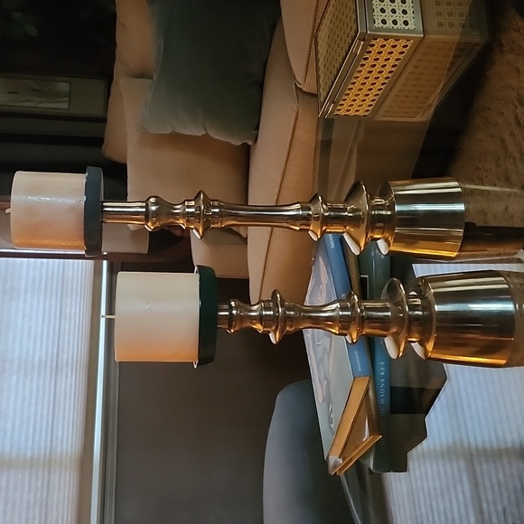 SCOTT LIVING BRASS TALL CANDLE HOLDERS - Picture 12 of 12